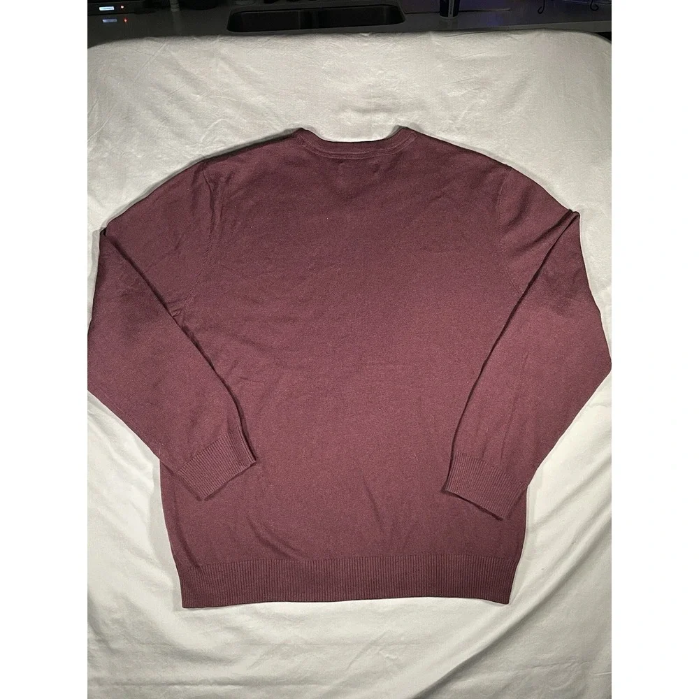 Hawker Rye Sweater Mens Extra Large Maroon Cotton Cashmere V‎ neck Lightweight
